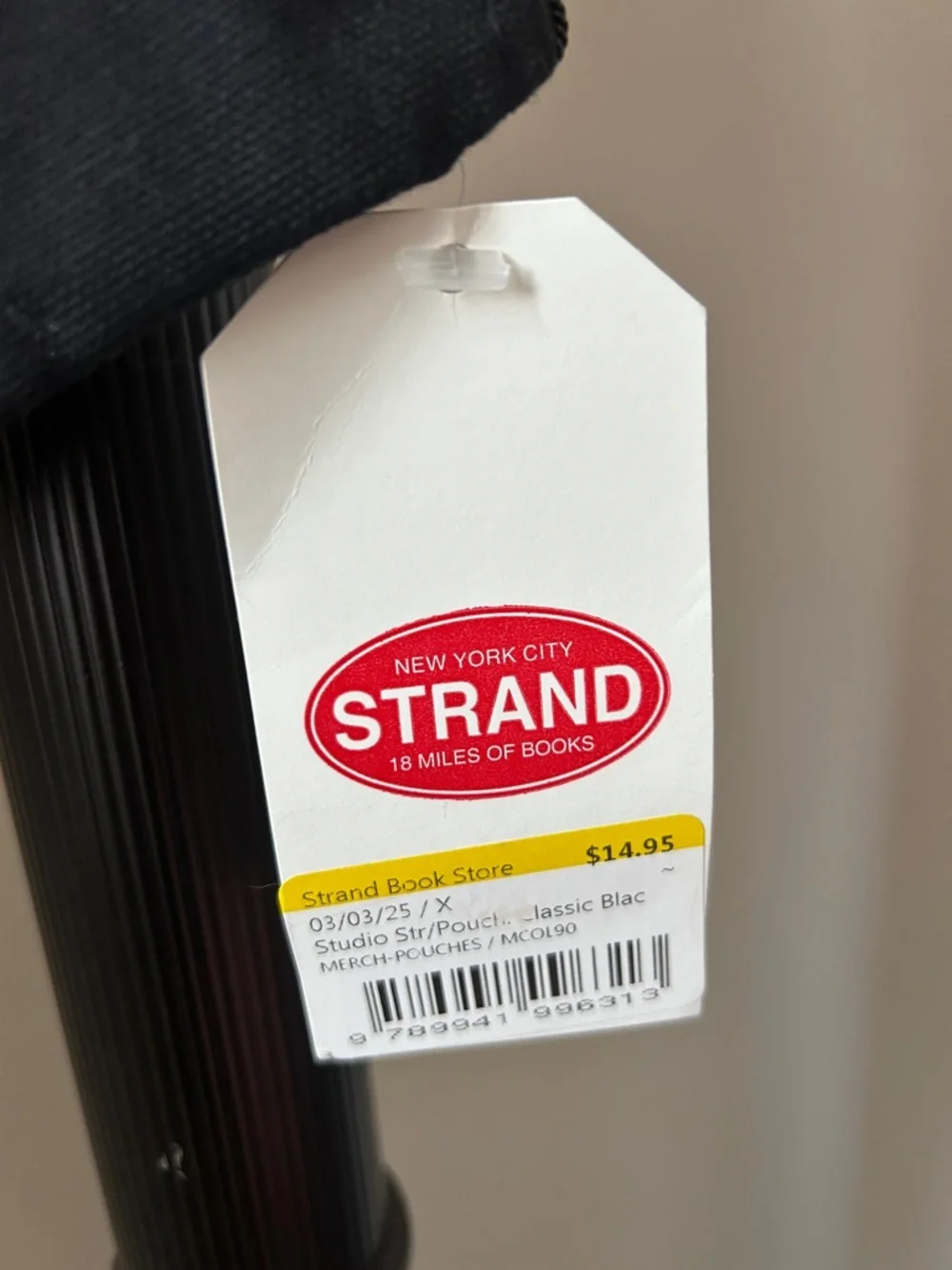 Strand bookstore Black Canvas Zip Pouch - Red Logo NWT